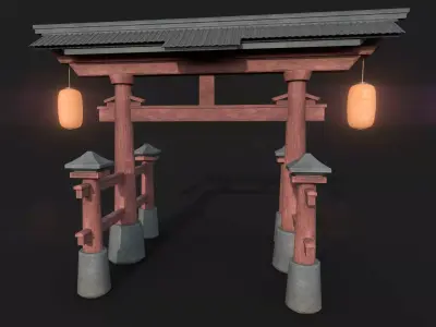 Japanese Shrine Gate Torri Low-poly 3D model