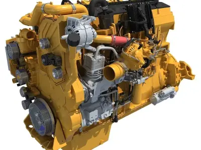 Yellow Truck Engine Cat 3D model