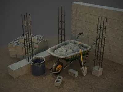 construction tools Low-poly 3D model