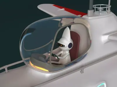 Fantasy flying submarine for rabbits 3D model