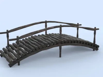 wooden bridge Low-poly 3D model