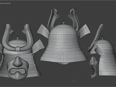 Samurai Helmet and face mask - 2K Full PBR textures Low-poly 3D model