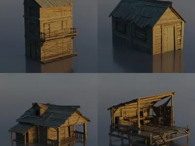 Pirate Town - Kitbash Low-poly 3D model