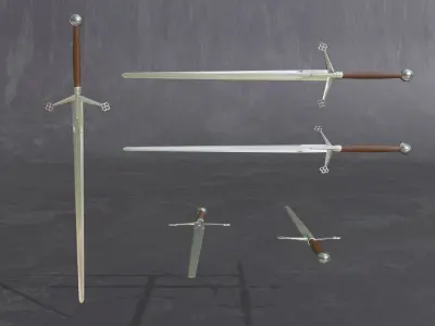 medieval scottish claymore - two-handed sword - PBR 3D model Low-poly 3D model