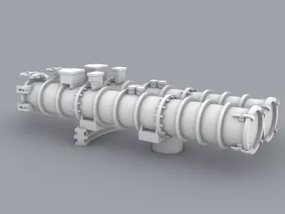 Type 53 Torpedo Tubes Low-poly 3D model
