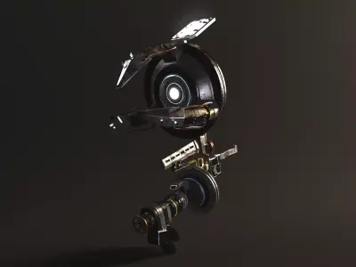 Rigged SCIFI Robot Laser Engraver Mechanical Arm 3D model