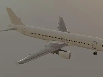 Airbus a320-214 plain white livery  3D model Low-poly 3D model