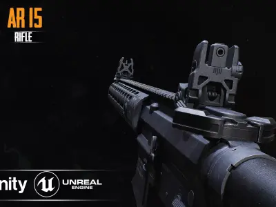 AR 15 AAA Game Asset Without Accessories Low-poly 3D model