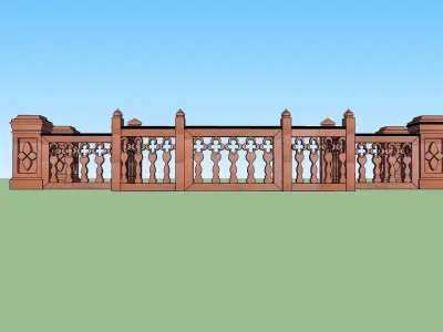 indian jodhpuri stone railing with balester 3d modal Low-poly 3D model