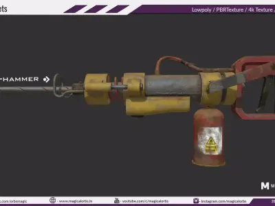 Jack Hammer pbr low poly model Low-poly 3D model