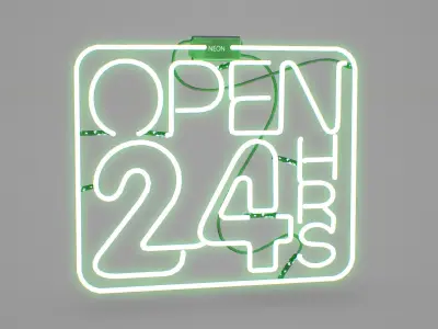 Game Ready Japanese Signs Set Sign Neon 24H Free low-poly 3D model