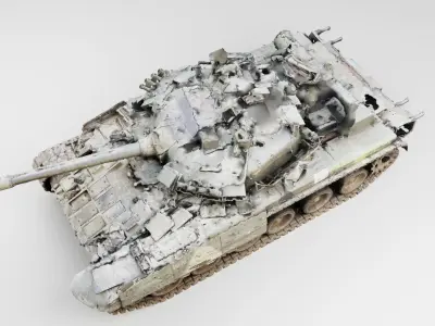 Russian T-72 tank destroyed by Ukrainian army 3D model
