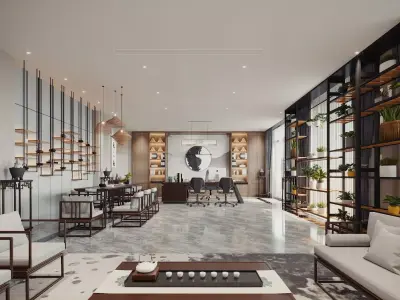  chinese office interior scene 52 3D model