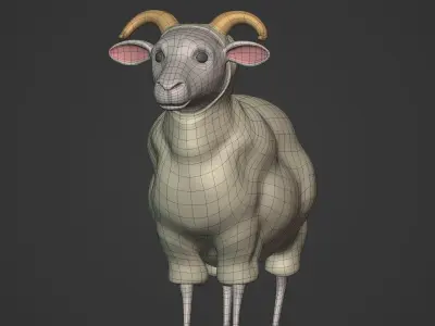 Cartoon Sheep Low-poly 3D model