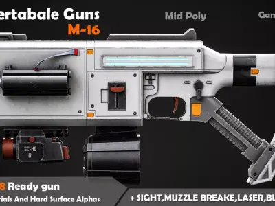 Convertable Guns 3 M16 Free low-poly 3D model