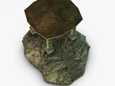 Ancient temple on a rock 3D model