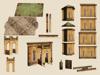 English Manor Country House Low-poly 3D model