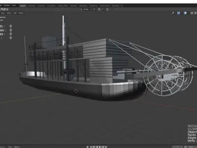 Traditional paddle ships 3D model