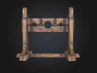 Medieval Stocks Instruments of Justice and Humiliation Low-poly 3D model