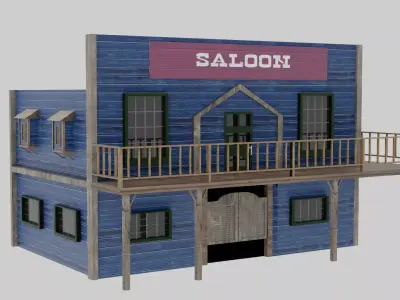 Wild West - Saloon Low-poly 3D model