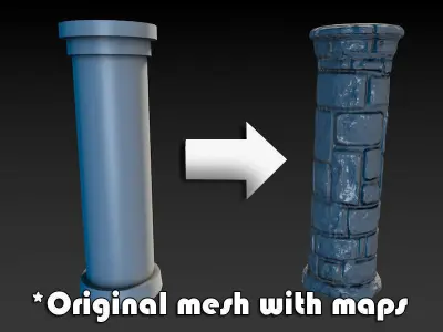 Stone Column Low-poly 3D model