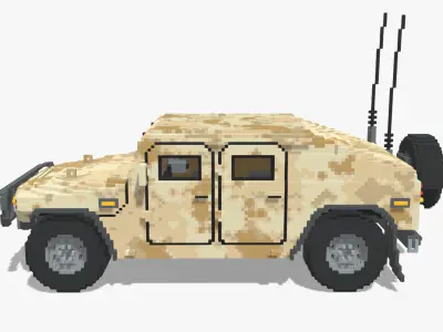 Voxel Military Humvee Low-poly 3D model