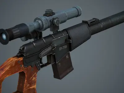 VSS Vintorez Sniper Rifle - Low Poly Game Ready Low-poly 3D model