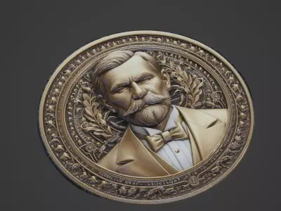 Louis Pasteur Medallion 3D print model