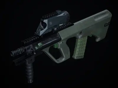 Steyr Aug A1-A3-Para Variants Low-poly 3D model