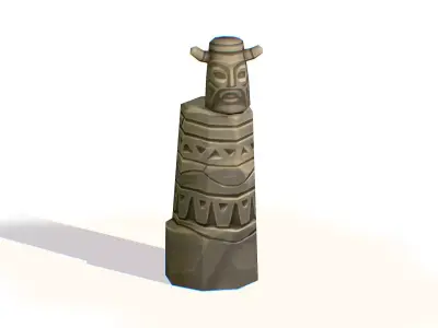 Handpaint Cartoon Stone Memorial Totem Symbol Low-poly 3D model