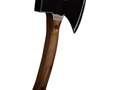 Rustic Steel Wood Handle Axe 3D model