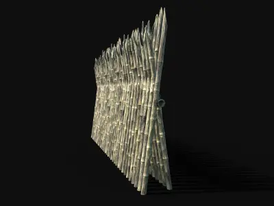 BAMBOO PALISADE WALLS FENCE SURVIVAL FORT GUARD AAA CONSTRUCTION Low-poly 3D model