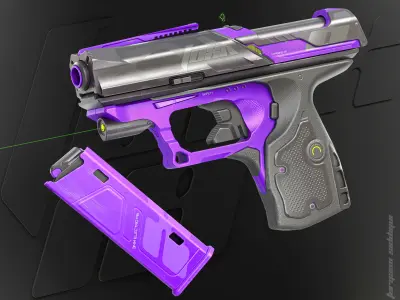 Foxx-19 Sci-fi Concept Pistol PBR Low-poly 3D model