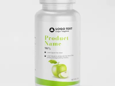  High-Quality 3D Supplement Bottle with Label Model 3D model
