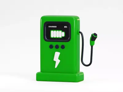 Cartoon Electric Vehicle Charging Station Low-poly 3D model