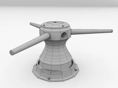 Capstan coffee table with two wooden sticks 3D model