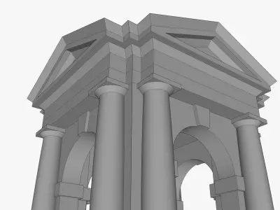 Arched portico in the mas Tuscan order with freestanding columns Low-poly 3D model