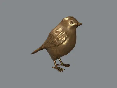 Bronze Robin Statue Low-poly 3D model