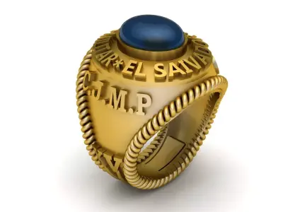 GOLD SPANISH ARMY MILITARY RING 3D PRINTABLE MODEL 3D print model