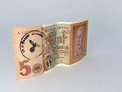 Germany WW2 5 REICHSMARK Recruitment Banknote 1942 Free 3D model