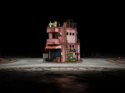 ASIAN URBAN BUILDING HONGKONG 01 Low-poly 3D model