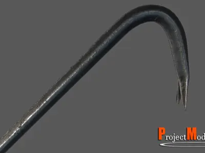 Crowbar-Version002 fishing hook Low-poly 3D model