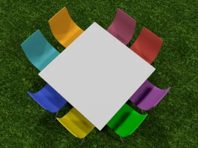 Plastic Table and Chairs Free low-poly 3D model