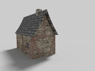 low poly medieval cottage Low-poly 3D model