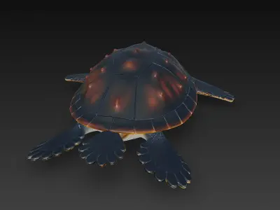 Sea Turtle Realistic 3D Model - Low Poly Realistic Low-poly 3D model