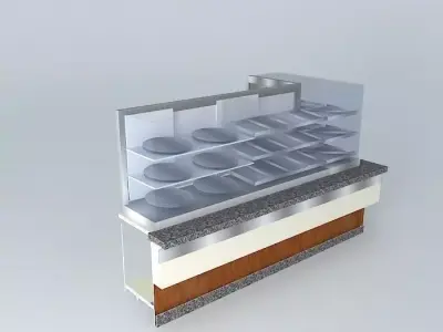 Kit food counter with glass shelves Free 3D model