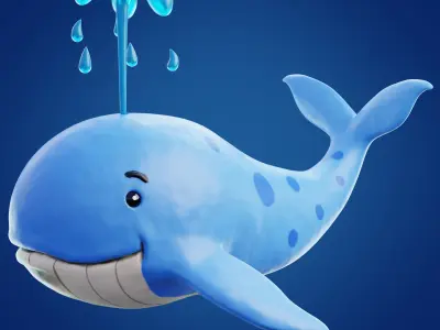 Stylized Cartoon Whale 3D model