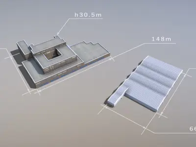 Building EDDF Storages33 Frankfurt Airport Low-poly 3D model