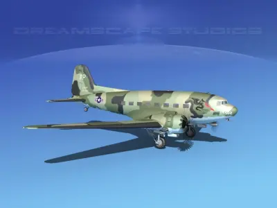Douglas C-47 Dakota USAF V05 3D model