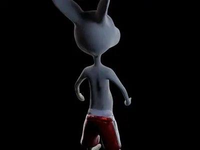 GangstaBunny bunny with tattoos and shorts Low-poly 3D model